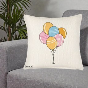 Perna Decorativa Baloane Petrecere, 40x40 cm, Crem Reliefat, Husa Detasabila, Perna Inclusa, BEKZ®