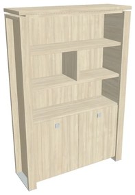 Dulap înalt Verno+ S 140 x 46 x 210 cm, cu rafturi, salcâm / vanilie