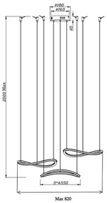 Lustră LED pe cablu TIRRENO 3xLED/20W/230V Fabas Luce 3711-47-102