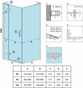 Cabina dus REA Hugo 100x80 cupru periat