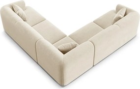 Colțar bej cu tapițerie din catifea Campi – Cosmopolitan Design