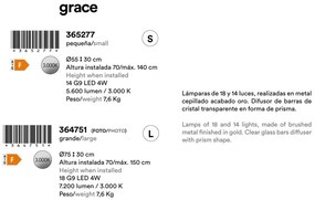 Lustra rotunda cu cristale din sticla Grace D75 auriu