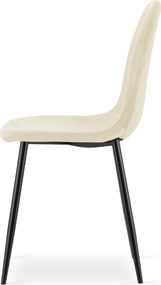 Scaun de dining PADVA VELVET cu picioare negre, bej deschis