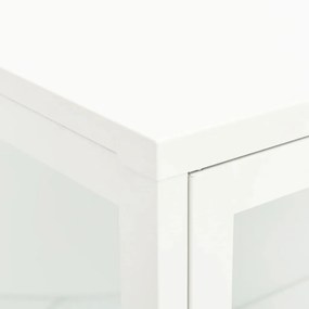 Servanta, alb, 75x35x105 cm, otel si sticla 1, Alb
