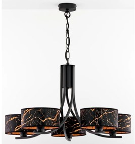 Jupiter 2107 - Candelabru cu lanț ARTHUR 5xE27/15W/230V negru/oranj/decor marmorat