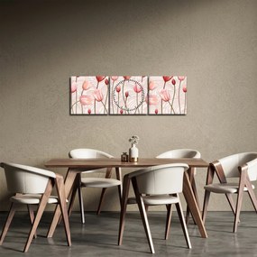 Tablou - Lalele roz (cu ceas) (90x30 cm)