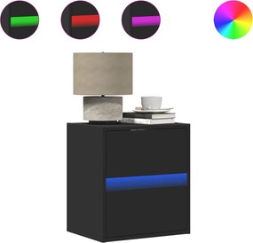 vidaXL Noptieră montată pe perete cu lumini LED, negru