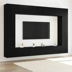 vidaXL Set TV montat pe perete vitaXL, 12 piese, negru, din lemn ingineresc