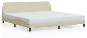 373250 vidaXL Cadru de pat cu tăblie, crem, 200x200 cm, textil
