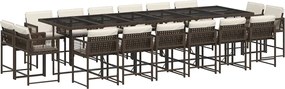 vidaXL Set mobilier de grădină cu perne, 17 piese, maro, poliratan