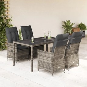 vidaXL Set mobilier de grădină cu perne, 5 piese, gri, poliratan