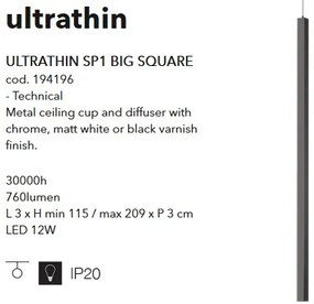 Pendul modern, iluminat LED ULTRATHIN SP1 BIG SQUARE NERO 194196