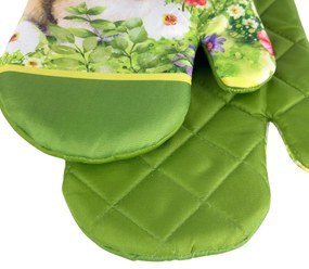 Set de 2 manusi de bucatarie cu magnet EASTER BUNNY, alb-verde