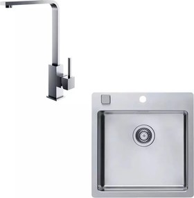 Set chiuveta bucatarie Alveus Pure 30 inox 52x53 cm si baterie Jenny Satin