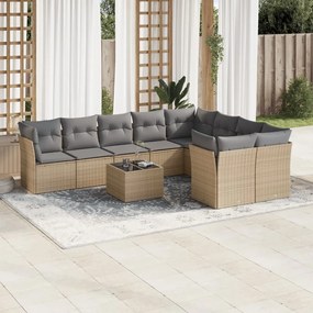 vidaXL Set canapele de grădină cu perne, 10 piese, bej, poliratan