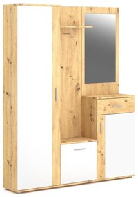 Panou pentru hol NOLAN cu oglindă, stejar artisan/alb