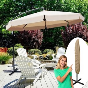 Umbrelă mare de grădină bej cu suport