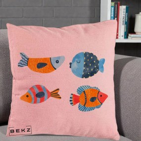Perna Decorativa Pesti Acuarela, 40x40 cm, Roz, Husa Detasabila, Perna Inclusa, BEKZ®
