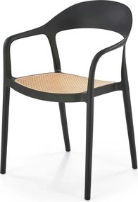 Scaun de gradina K530, stejar/negru, polipropilena, 57x52x80 cm