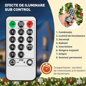 Ghirlandă de Crăciun ANDREA cu iluminare și telecomandă, 5 m, verde Casaria