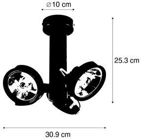 Spot modern negru reglabil cu 3 lumini - Goes