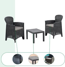 Set grădină AKITA, 3 piese, antracit I.P.A.E-Progarden