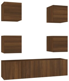 3120241 vidaXL Set dulapuri TV, 6 piese, stejar maro, lemn prelucrat