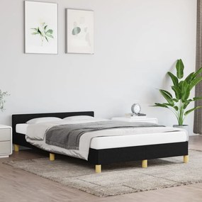Cadru de pat cu tablie, negru, 120x200 cm, textil Negru, 120 x 200 cm