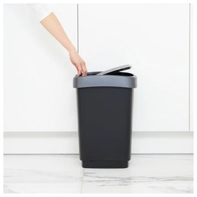 Coș de gunoi din plastic reciclat, argintiu-negru 10 l Twist - Rotho