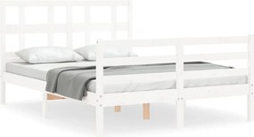 vidaXL Cadru de pat cu tăblie, alb, 120x200 cm, lemn masiv