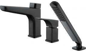 Baterie cada incastrata culoare neagra Deante cu 3 orificii, Hiacynt Negru mat