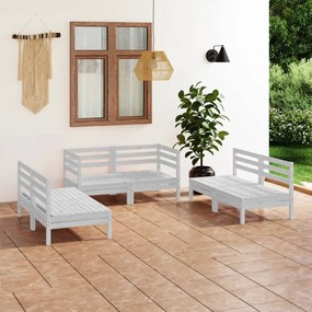 3082553 vidaXL Set mobilier de grădină, 6 piese, alb, lemn masiv de pin