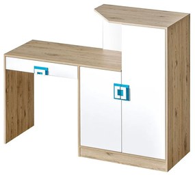 Masă PC Nizeno NI11 (Stejar deschis + Alb + turcoaz) . 1104578