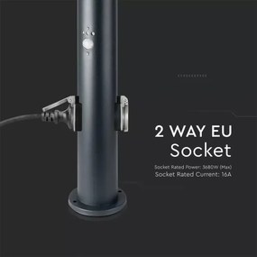 Lampă de exterior cu senzor + 2 prize 1xE27/60W/230V IP44 60cm antracit