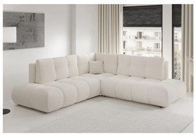 Colțar extensibil ALMADA, tapițat, în L, cu spațiu de depozitare, orientare stânga, bej