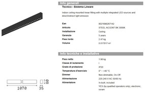 Lustra liniara cu lumina directa si indirecta STEEL Accent Black 3000K