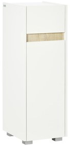 Dulap de baie cu sertar si dulap cu polita reglabila, din lemn 30x33x88cm, alb kleankin | Aosom RO