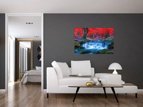 Tablou - Cascada în pădurea roșie (90x60 cm)