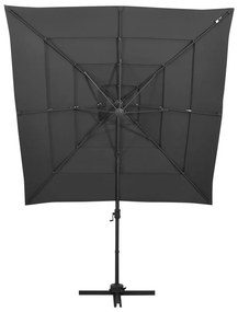Umbrela de soare 4 niveluri, stalp aluminiu antracit 250x250 cm Antracit