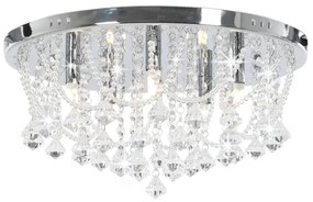 Lustra cu margele de cristal, argintiu, rotund, 4 becuri x G9 1, 45 x 22 cm, 1