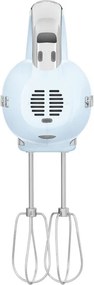 Mixer manual SMEG 50's Style HMF01PBEU, 250 W, 9 viteze, Functie Turbo, Afisaj LED, Timer, Accesorii, Albastru