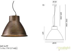 Pendul Vintage, Industrial Style diam.57cm, Loft 269.14.FF