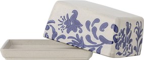 Untieră din ceramică albastră, decorată manual cu motiv floral, „Petunia", 14 x 12 x 7 cm