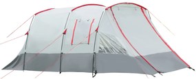 Outsunny Tenta de camping familială 6-8 persoane, tentă tunnel impermeabilă, uși + ferestre, 5,1 x 2,4 x 1,8 cm, gri deschis | Aosom Romania