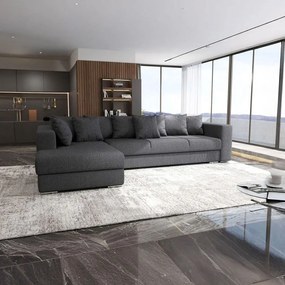 Colțar extensibil dumonde cu ladă de depozitare si sezut confortabil din spuma high-density, Gloria Enjoy Grafit II 320x183 cm