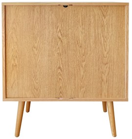 Comodă în culoare naturală înaltă cu aspect de lemn de stejar cu ușă glisantă 83x95 cm Rove – Woodman