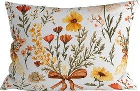 Husa pentru perna din microfibra FLORAL RIBBON 70x90 cm, crem