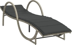 vidaXL Șezlong cu pernă, gri deschis, 60x199x42 cm, poliratan