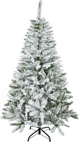 HOMCOM Brad de Crăciun cu 358 Ramuri Ignifuge, Efect Realist, Bază din Oțel, 85x85x150 cm, Verde | Aosom Romania