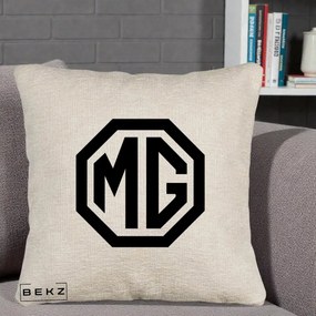 Perna Personalizata cu emblema MG, 40x40 cm, Bej Canapea, Husa Detasabila, Perna Inclusa, BEKZ®